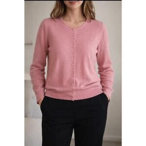 Ralph Lauren size Xl silk/cashmere cardigan sweater pink coquette feminine